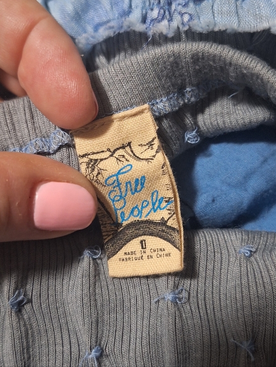 Free People Blue Floral Lace-Trim Mini Skirt L - Picture 6 of 6